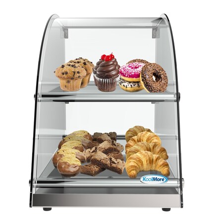 Koolmore 2 Tier Commercial Countertop Bakery Display Case with Front Curved Glass and Rear Door DC-2CN